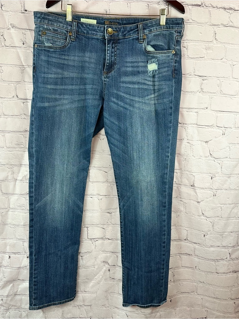 Kut from the Kloth Catherine Boyfriend Jeans Women 16 distressed boho minimalist